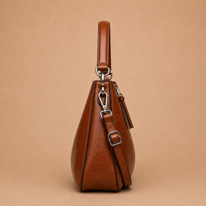 Large Slouchy Leather Hobo Bag with Zip Top