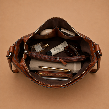 Large Slouchy Leather Hobo Bag with Zip Top