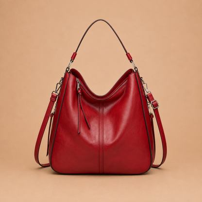 Large Slouchy Leather Hobo Bag with Zip Top