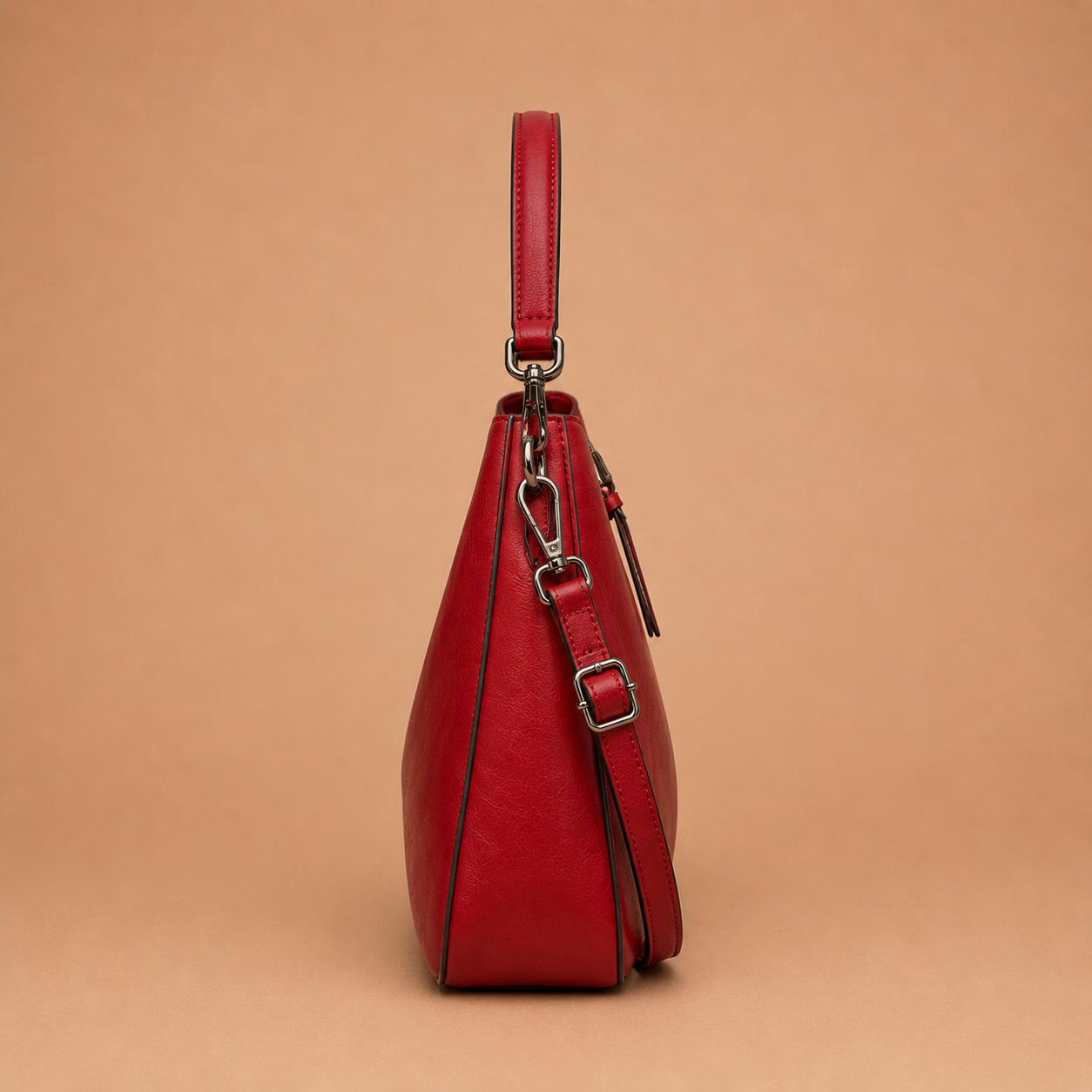 Large Slouchy Leather Hobo Bag with Zip Top