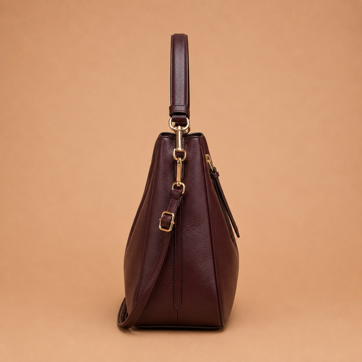 Large Slouchy Leather Hobo Bag with Zip Top