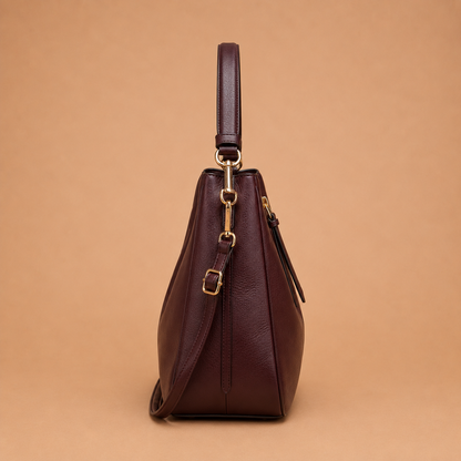 Large Slouchy Leather Hobo Bag with Zip Top