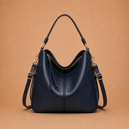 Large Slouchy Leather Hobo Bag with Zip Top