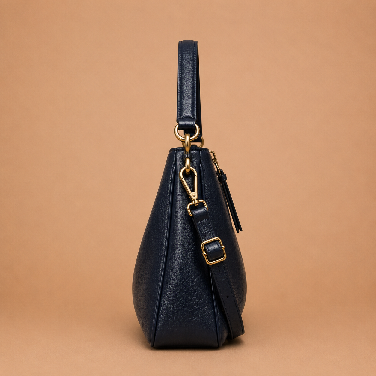 Large Slouchy Leather Hobo Bag with Zip Top