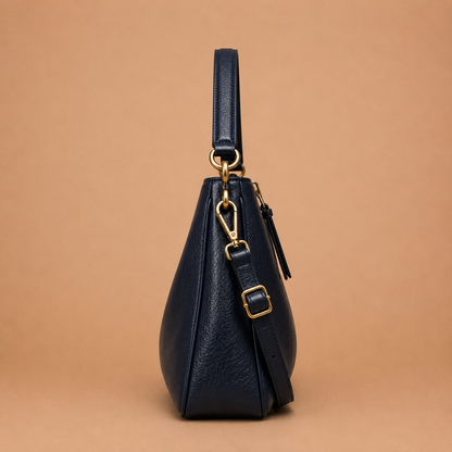 Large Slouchy Leather Hobo Bag with Zip Top