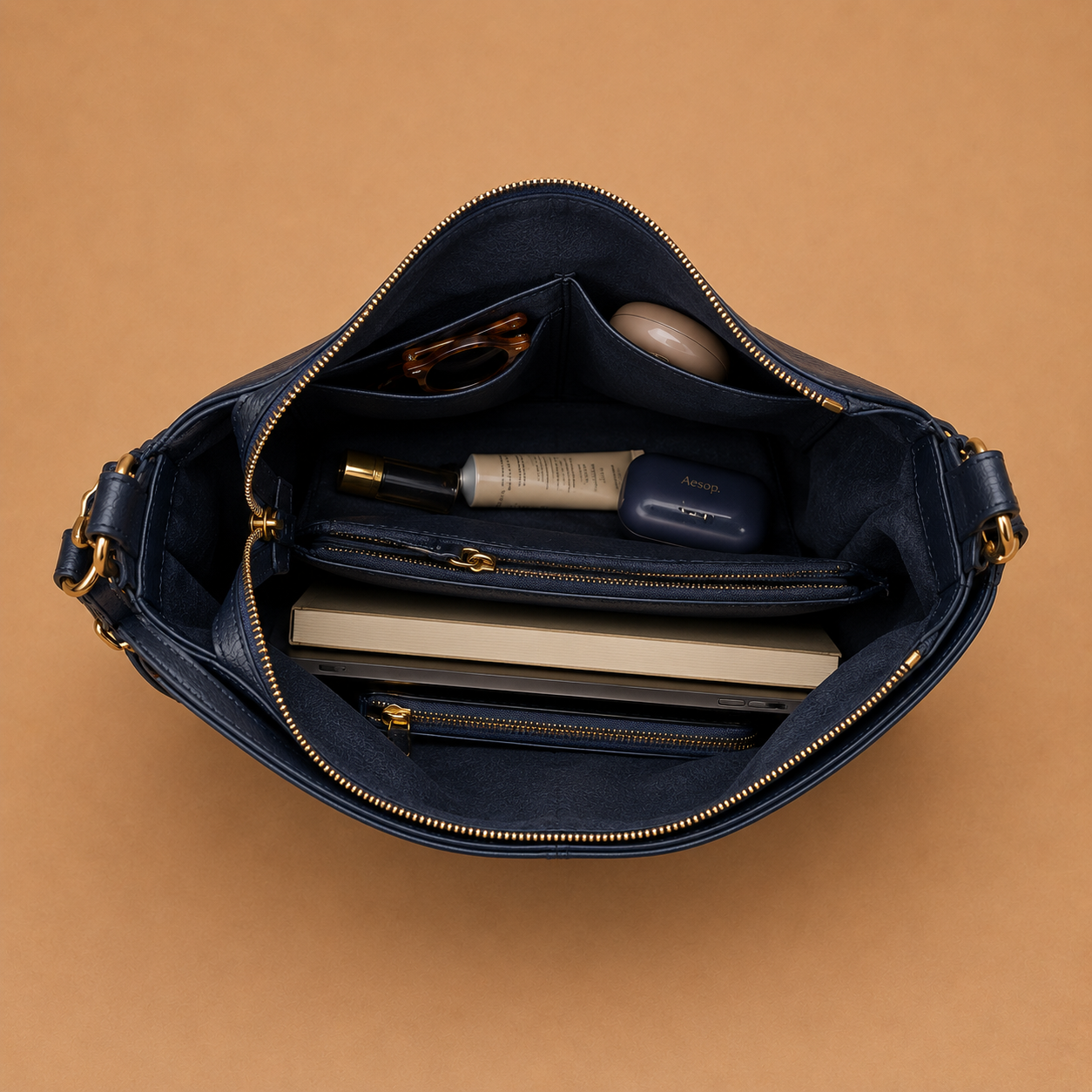Large Slouchy Leather Hobo Bag with Zip Top