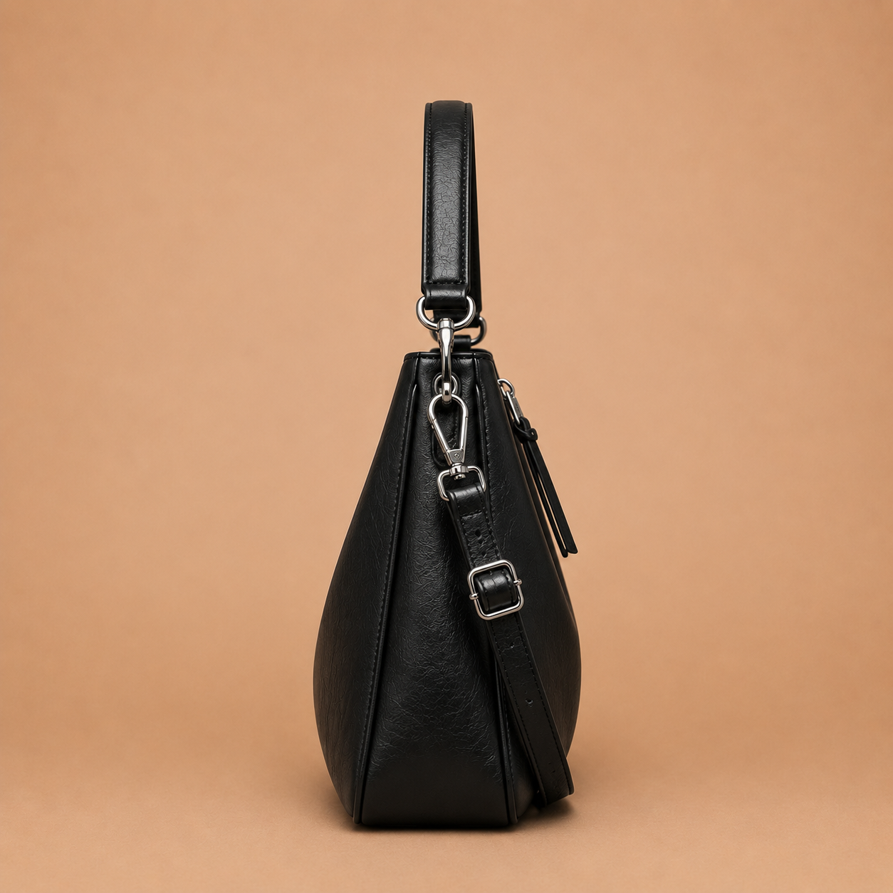 Large Slouchy Leather Hobo Bag with Zip Top