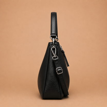 Large Slouchy Leather Hobo Bag with Zip Top