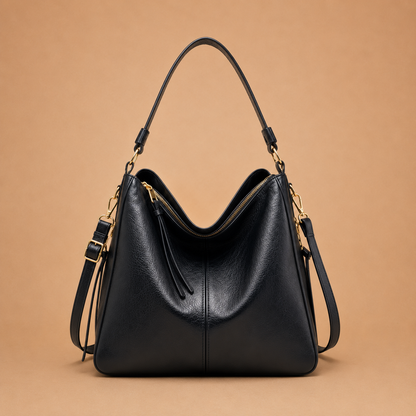 Large Slouchy Leather Hobo Bag with Zip Top