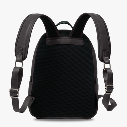 Leather Backpack with Colour Block Panel and Padded Straps