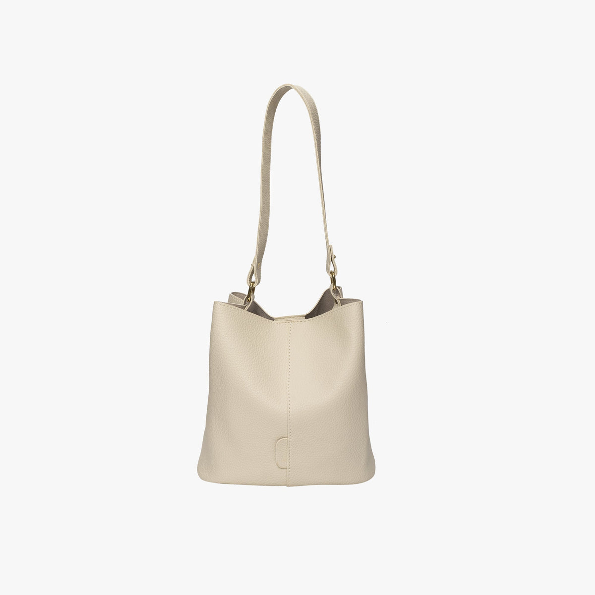 Leather Bucket Bag with Adjustable Shoulder Strap and Gold Hardware