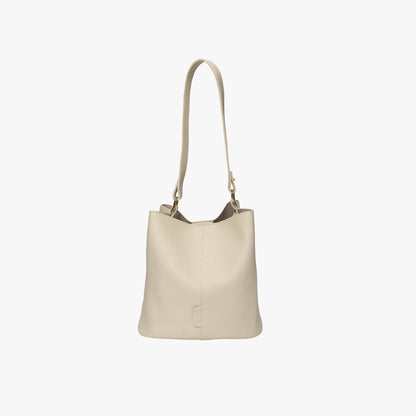 Leather Bucket Bag with Adjustable Shoulder Strap and Gold Hardware