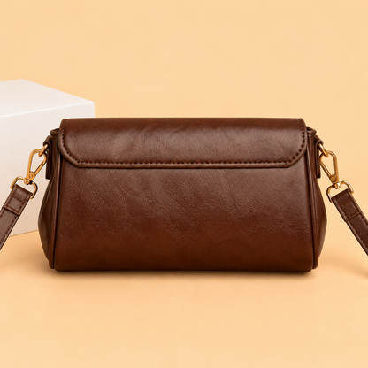 Leather Crossbody Bag with Envelope Flap and Gold Hardware