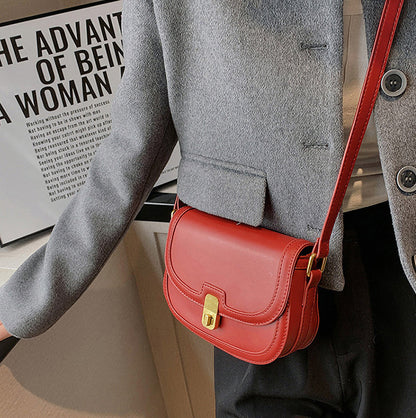 Leather Crossbody Bag with Gold Turn Lock