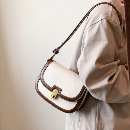 Leather Crossbody Bag with Gold Turn Lock