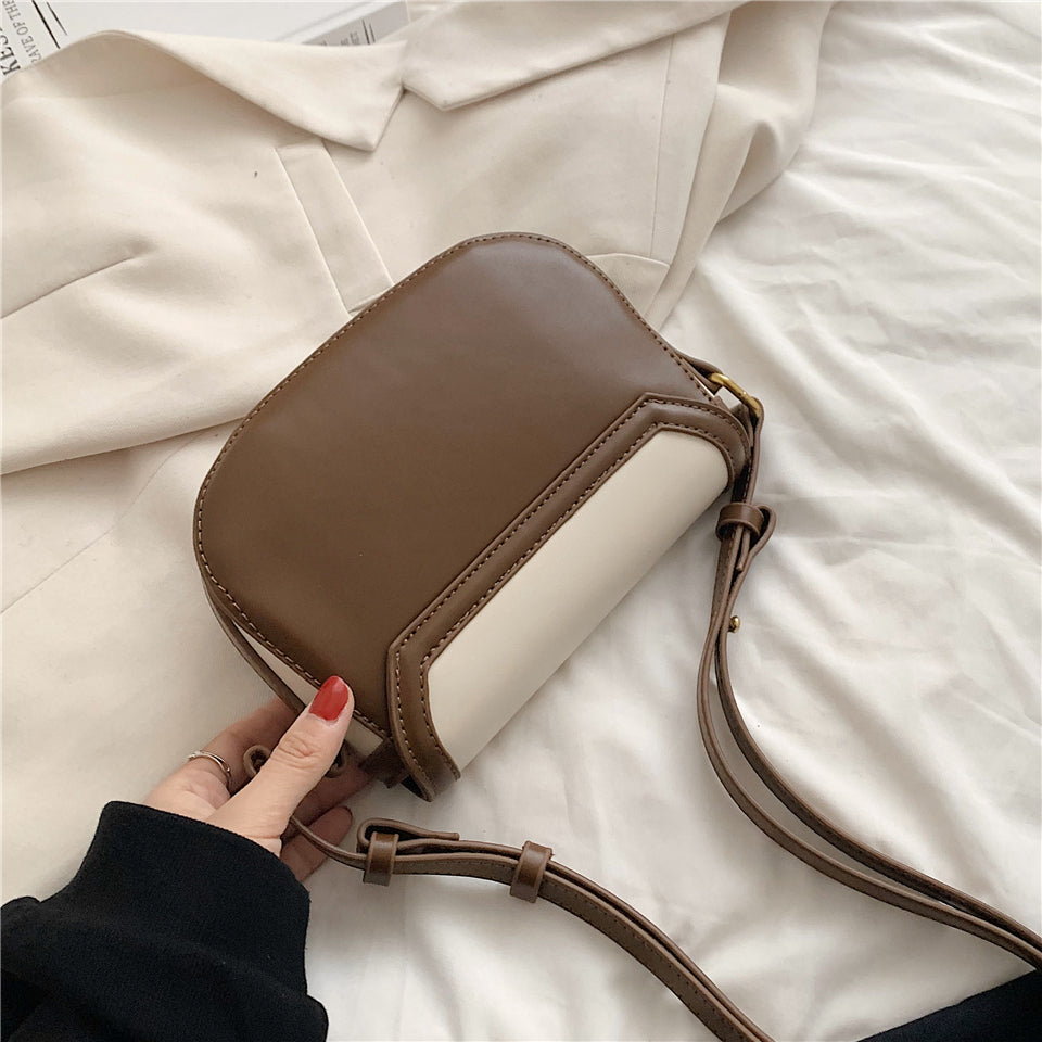 Leather Crossbody Bag with Gold Turn Lock