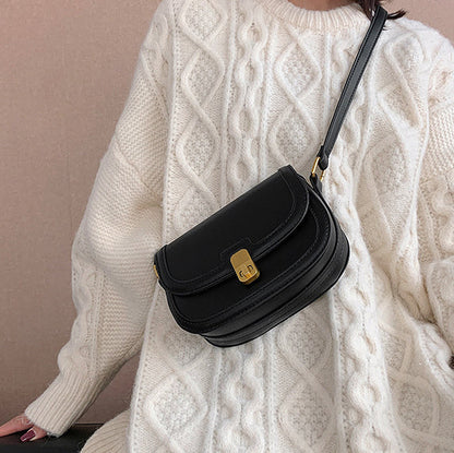 Leather Crossbody Bag with Gold Turn Lock