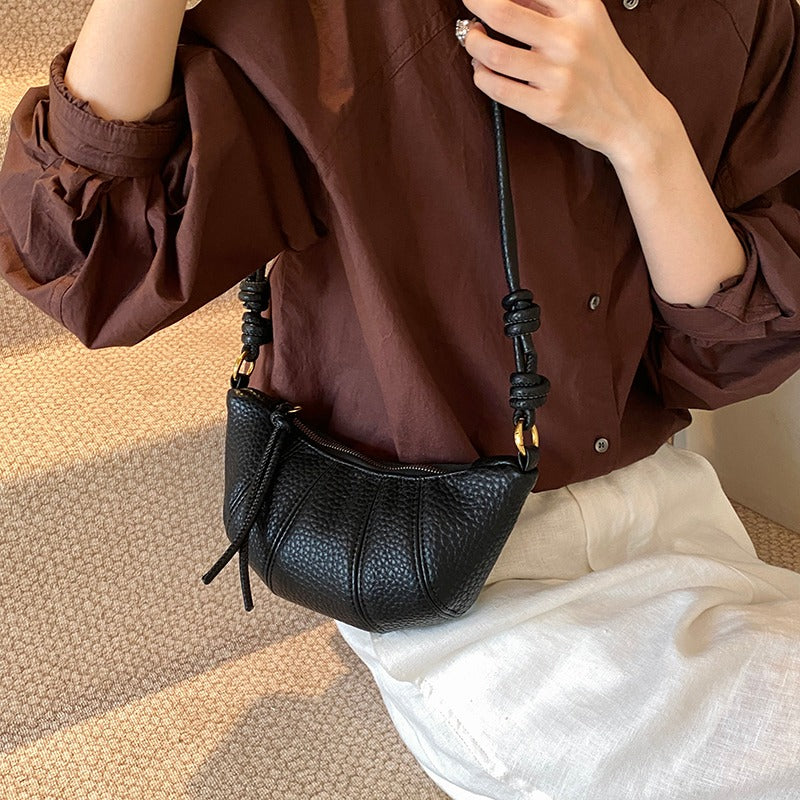 Leather Crossbody Bag with Knot Strap and Gold Hardware