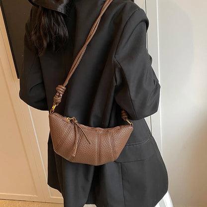Leather Crossbody Bag with Knot Strap and Gold Hardware