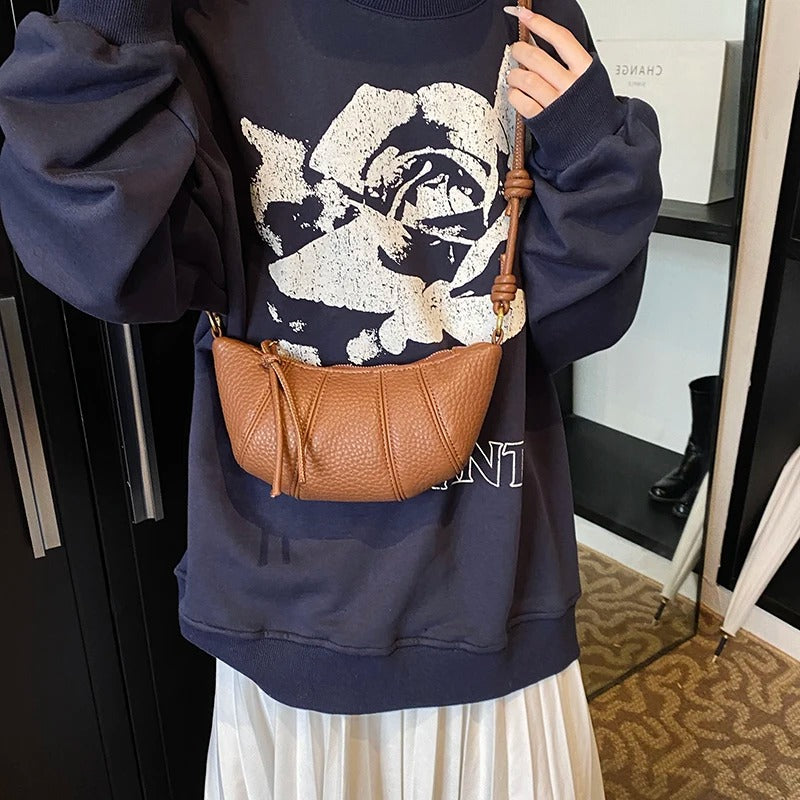 Leather Crossbody Bag with Knot Strap and Gold Hardware