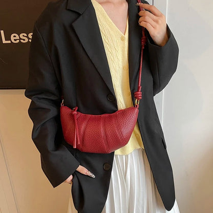 Leather Crossbody Bag with Knot Strap and Gold Hardware