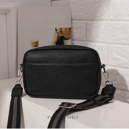 Leather Crossbody Bag with Wide Striped Strap