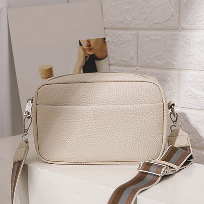 Leather Crossbody Bag with Wide Striped Strap