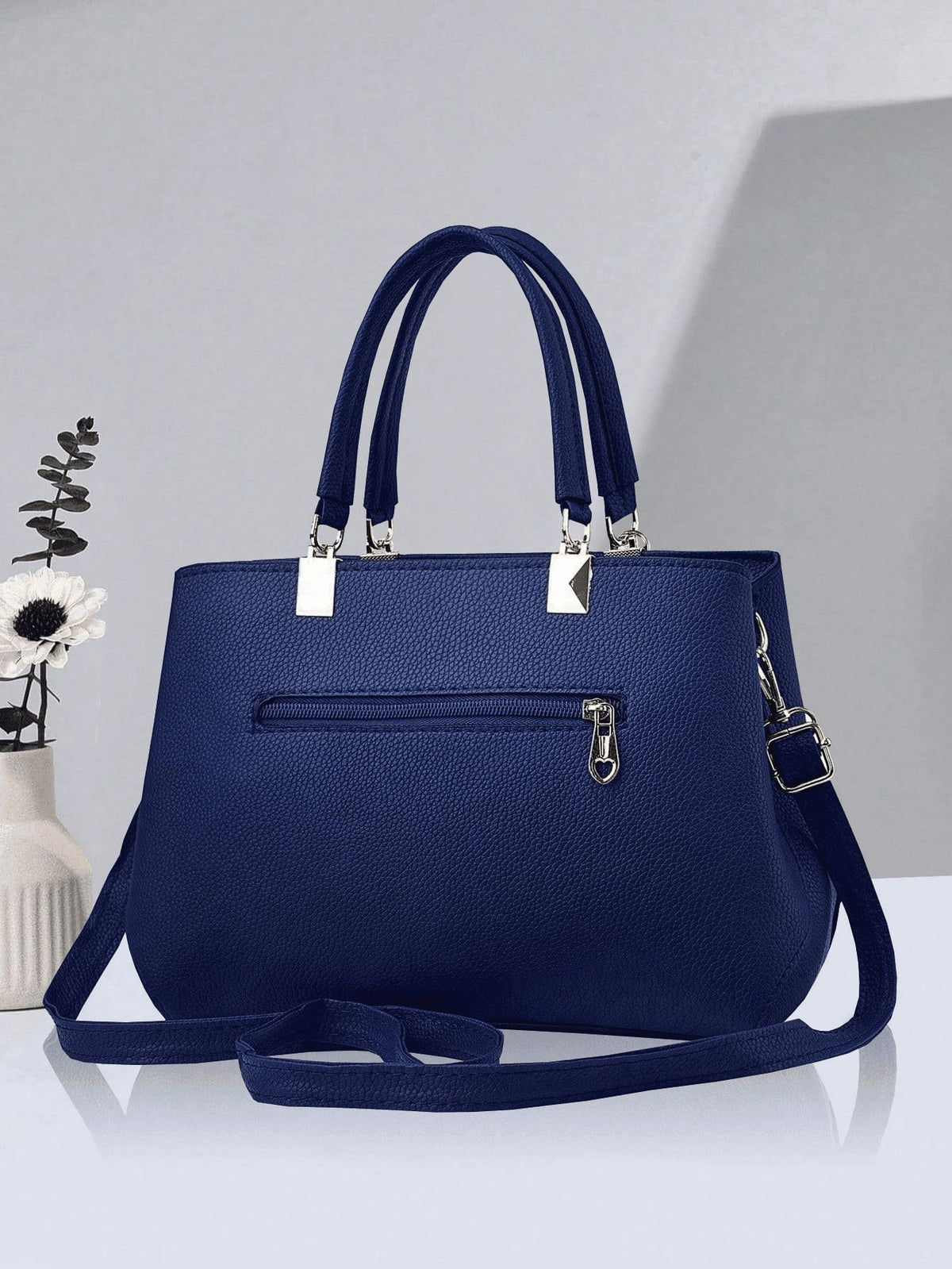 Leather Shoulder Bag with Bow Charm and Matching Wallet