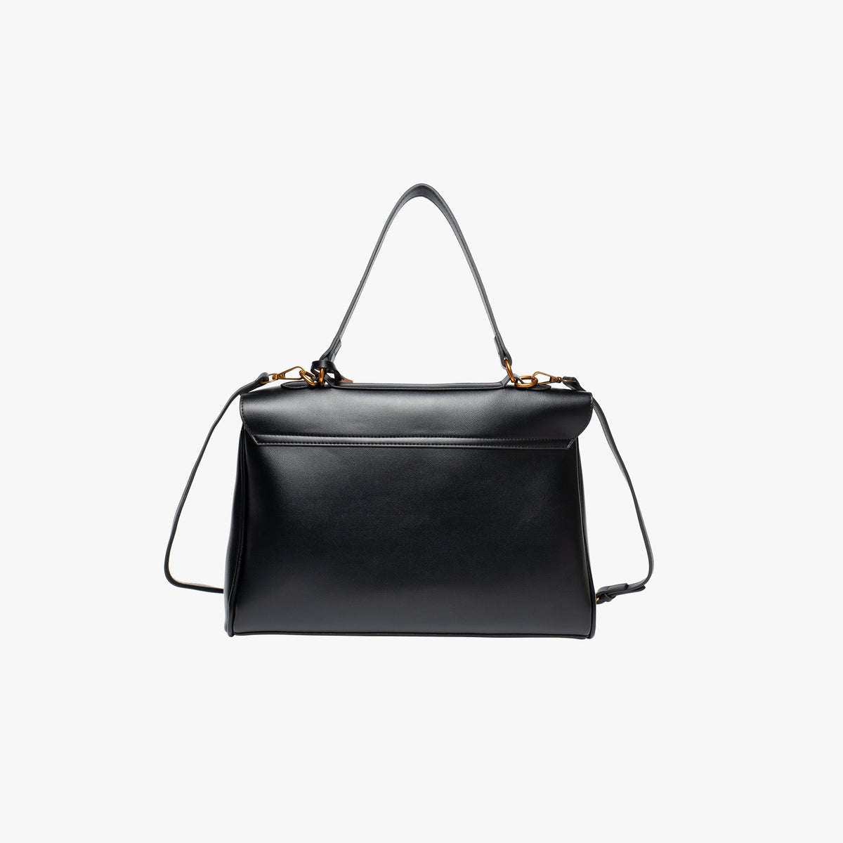 Leather Shoulder Bag with Gold Hardware and Turn Lock