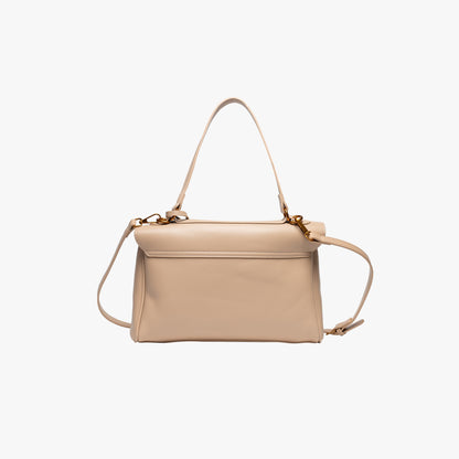 Leather Shoulder Bag with Gold Hardware and Turn Lock