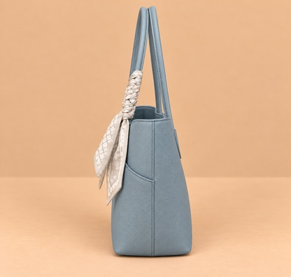 Leather Shoulder Bag with Scarf Strap Detail