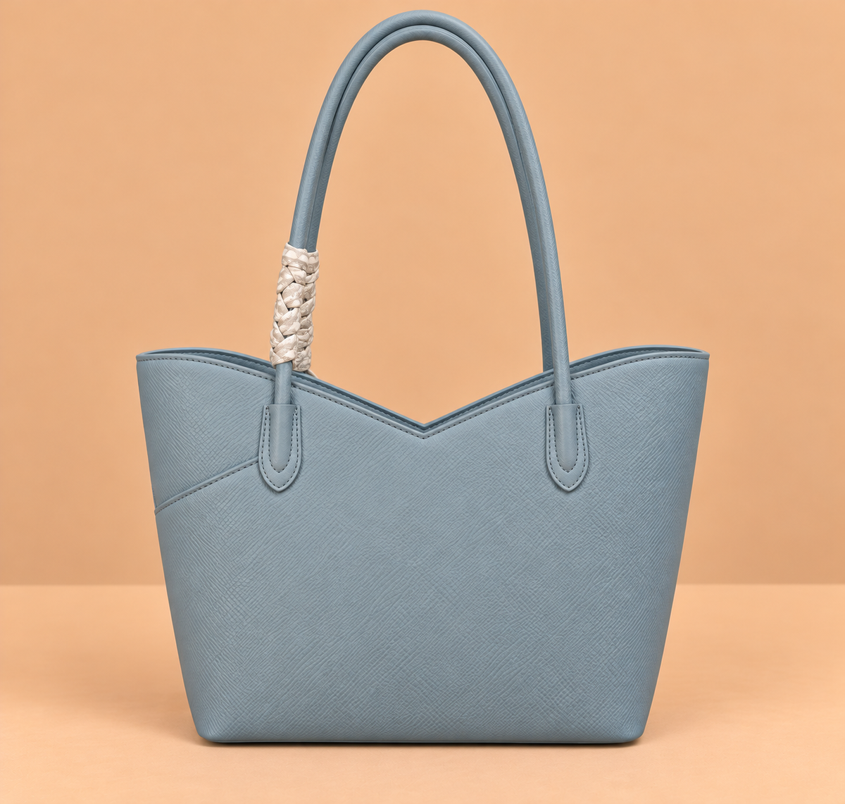 Leather Shoulder Bag with Scarf Strap Detail