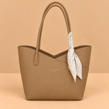 Leather Shoulder Bag with Scarf Strap Detail
