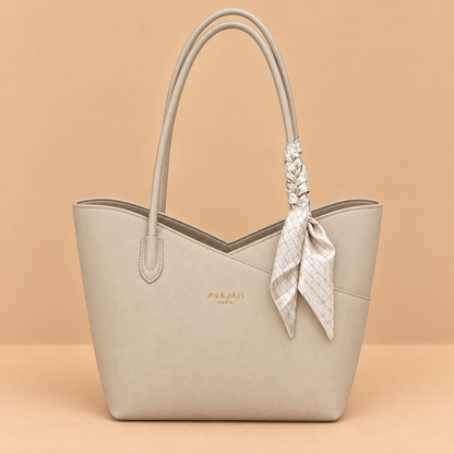 Leather Shoulder Bag with Scarf Strap Detail