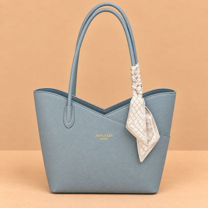 Leather Shoulder Bag with Scarf Strap Detail