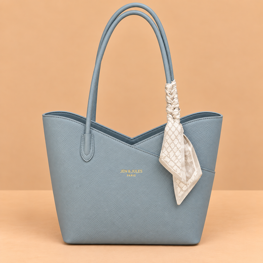 Leather Shoulder Bag with Scarf Strap Detail