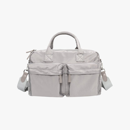 Nylon Shoulder Bag with Front Pockets and Detachable Strap