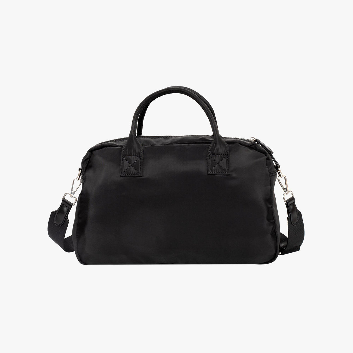 Nylon Shoulder Bag with Front Pockets and Detachable Strap