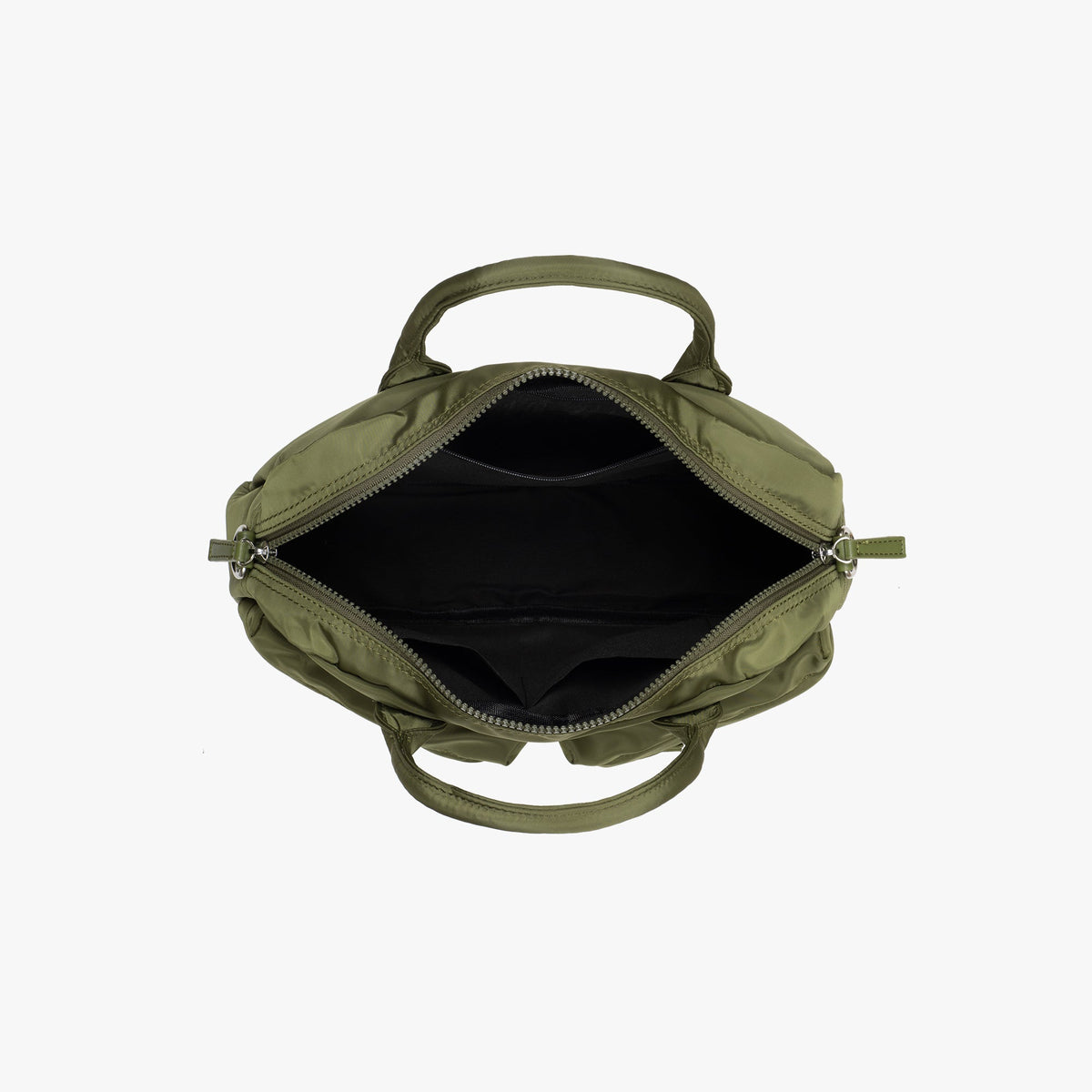 Nylon Shoulder Bag with Front Pockets and Detachable Strap