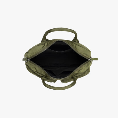 Nylon Shoulder Bag with Front Pockets and Detachable Strap