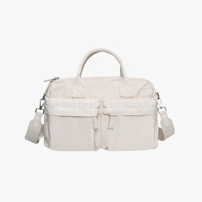 Nylon Shoulder Bag with Front Pockets and Detachable Strap