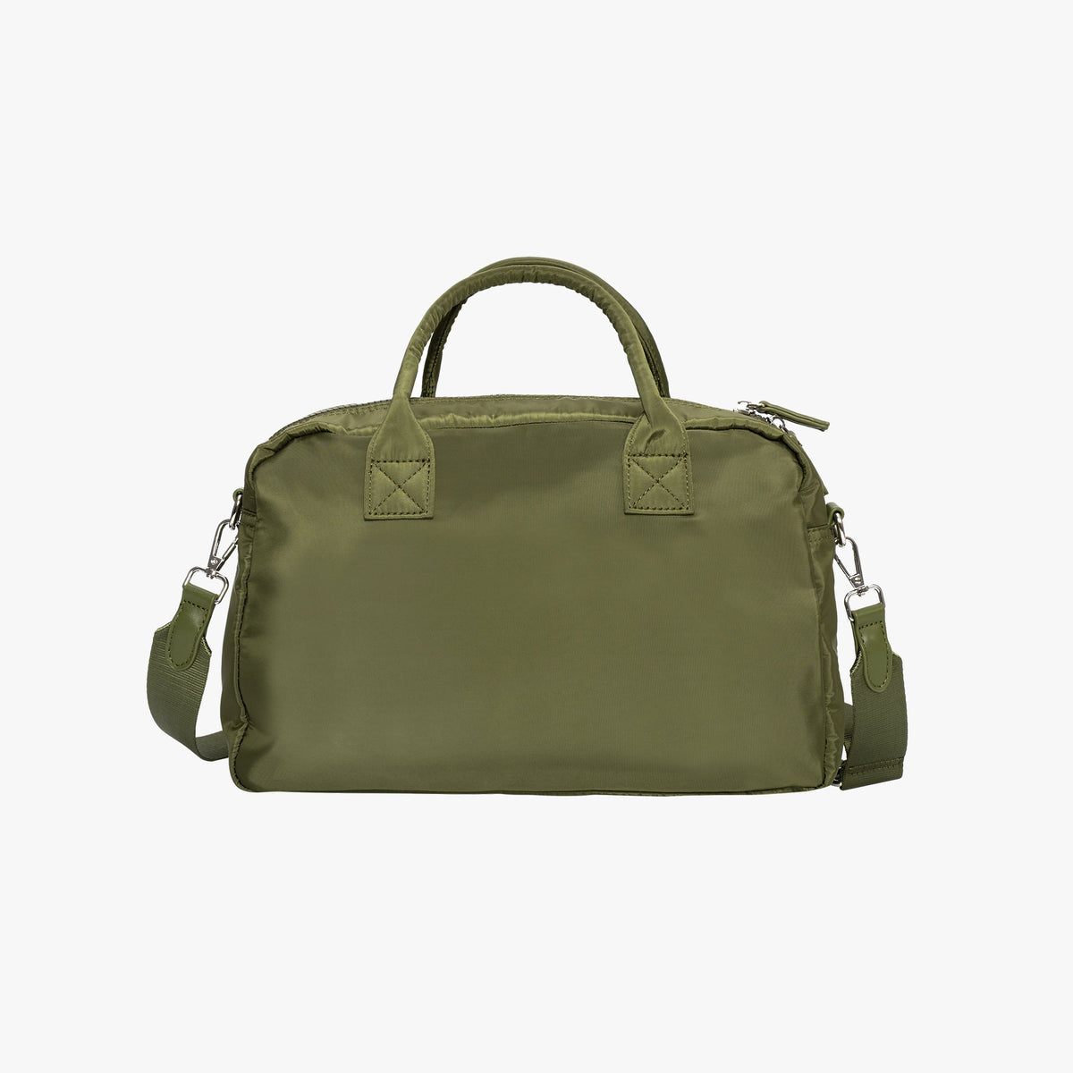 Nylon Shoulder Bag with Front Pockets and Detachable Strap