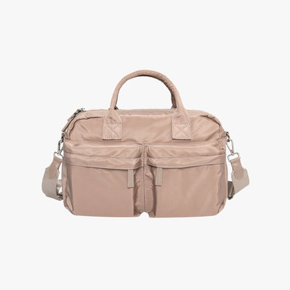 Nylon Shoulder Bag with Front Pockets and Detachable Strap