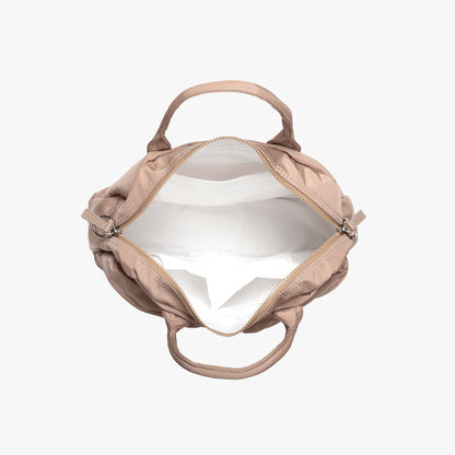 Nylon Shoulder Bag with Front Pockets and Detachable Strap