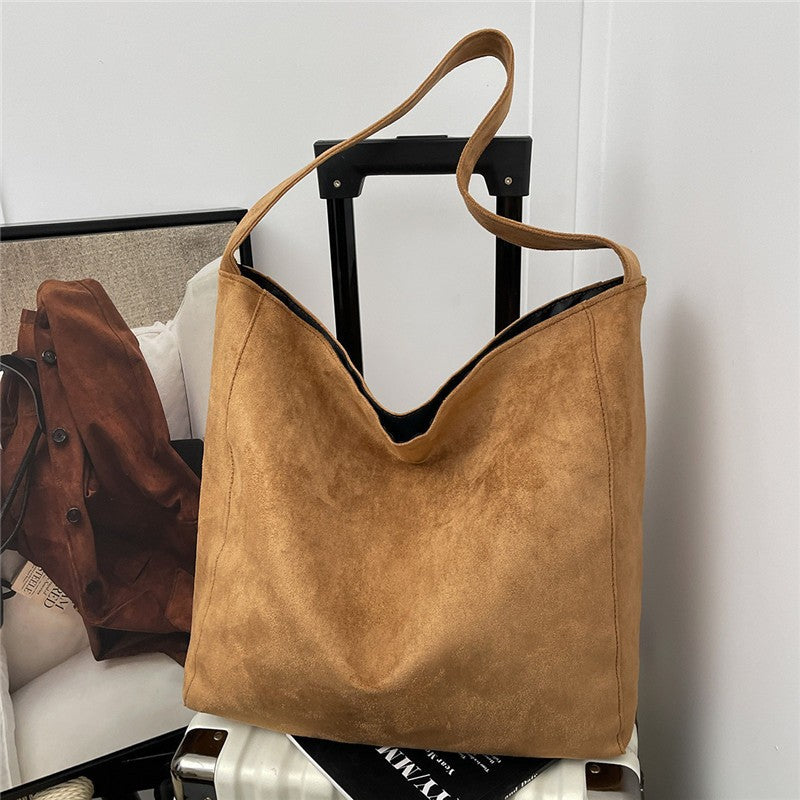 Statement Leopard Print Suede Shoulder Bag with Open Top
