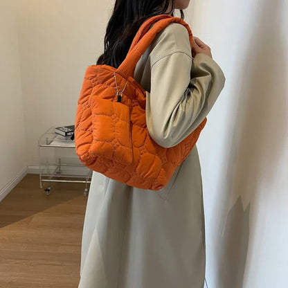 Quilted Puffer Tote Bag with Removable Mini Pouch