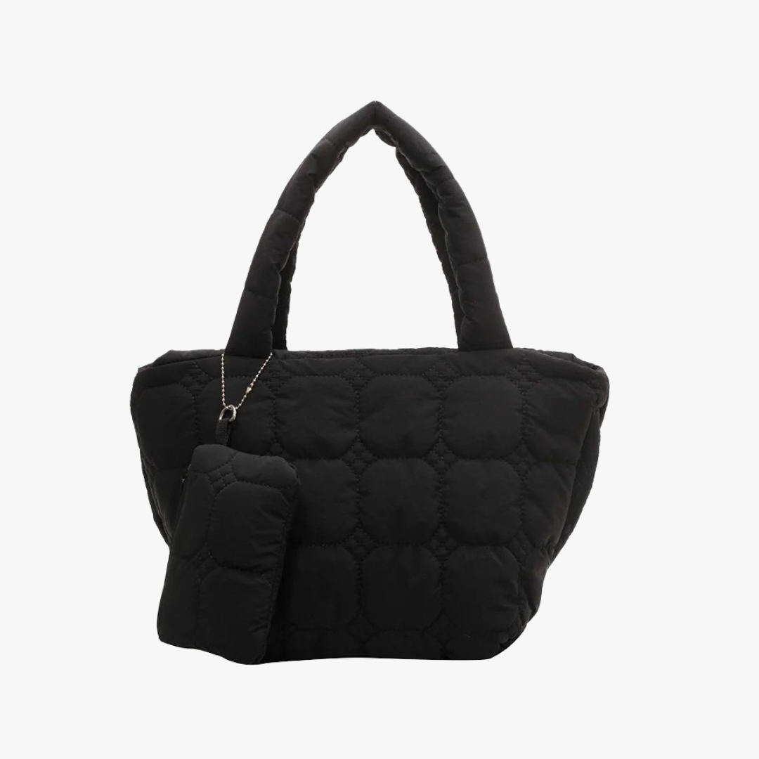 Quilted Puffer Tote Bag with Removable Mini Pouch