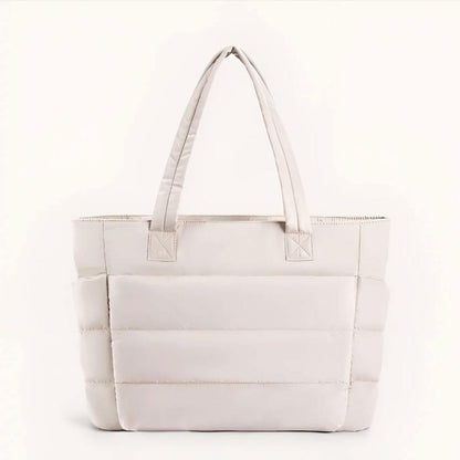 Quilted Puffer Tote Bag with Side Pockets