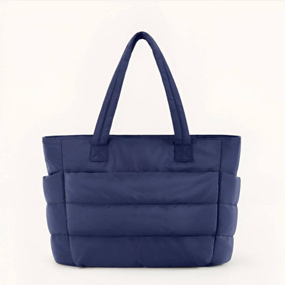 Quilted Puffer Tote Bag with Side Pockets