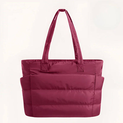 Quilted Puffer Tote Bag with Side Pockets